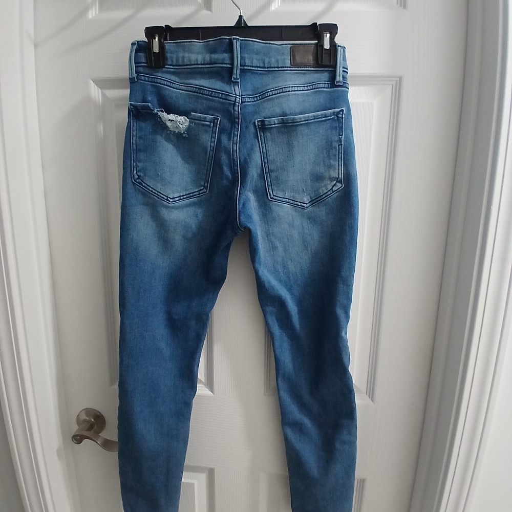 Express Denim Blue Distressed Jeggings - Picture 9 of 10